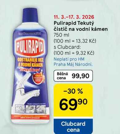 Pulirapid Tekutý čistič na vodní kámen, 750 ml  