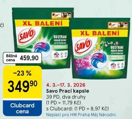 Savo Prací kapsle, 39 PD, dva druhy 