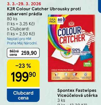 K2R Colour Catcher Ubrousky proti zabarvení prádla, 80 ks 