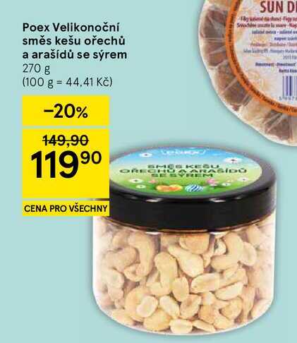 Poex Velikonoční směs kešu ořechů a arašídů se sýrem, 270 g  