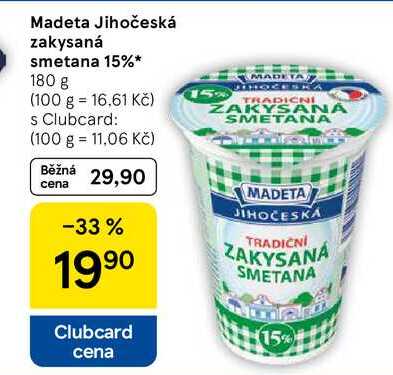 Madeta Jihočeská zakysaná smetana 15%, 180 g 