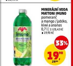 MINERÁLNÍ VODA MATTONI IMUNO, 0,7 l