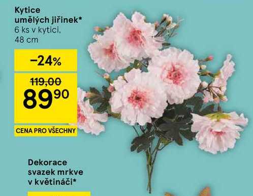 Kytice umělých jiřinek, 6 ks v kytici. 48 cm 