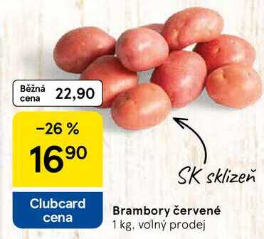 Brambory červené, 1 kg, volný prodej 