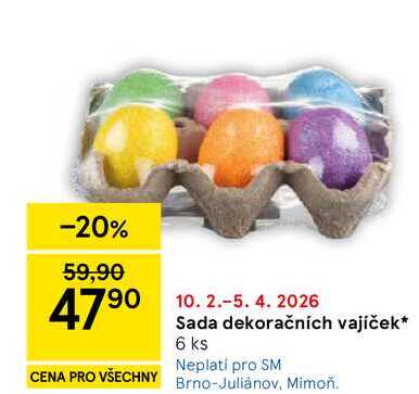 Sada dekoračních vajíček, 6 ks 