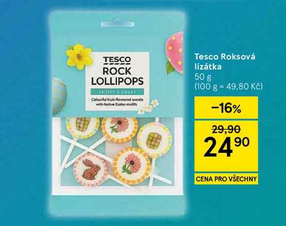 Tesco Roksová lízátka, 50 g 