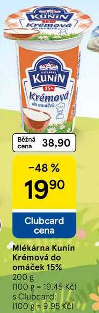 Mlékárna Kunin Krémová do omáček 15%, 200 g 