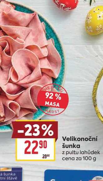 Velikonoční šunka z pultu lahůdek cena za 100 g