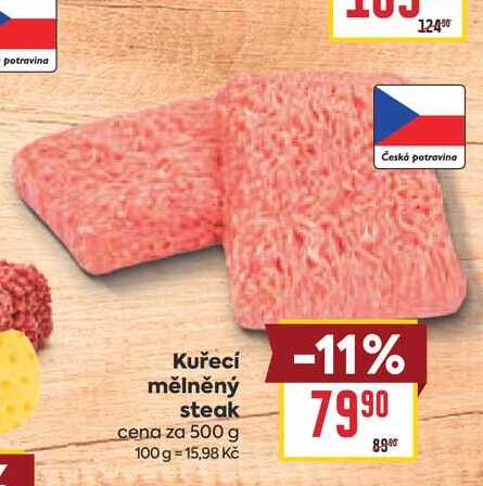 Kuřecí mělněný steak cena za 500 g