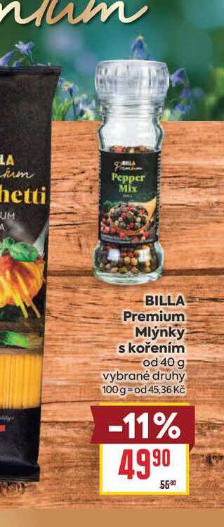 BILLA Premium Mlýnky s kořením od 40 g 