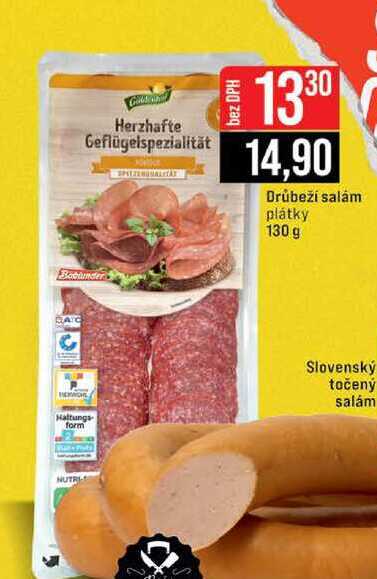 Drůbeží salám plátky 130 g 