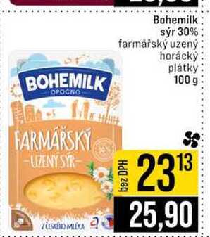 Bohemilk sýr 30% farmářský uzený horácký plátky 100 g 
