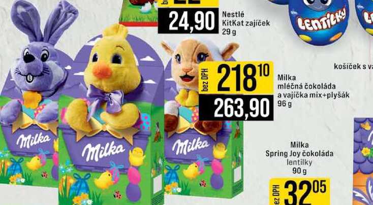 Milka mléčná čokoláda a vajíčka mix+plyšák 96 g 
