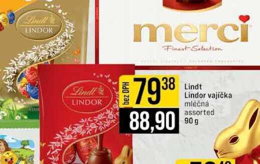 Lindor vajíčka mléčná assorted 90 g 