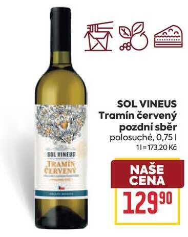 SOL VINEUS Tramín červený pozdní sběr polosuché, 0,75l