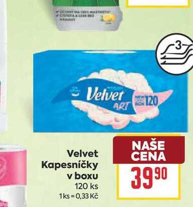 Velvet Kapesníčky v boxu 120 ks