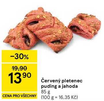 Červený pletenec puding a jahoda, 85 g