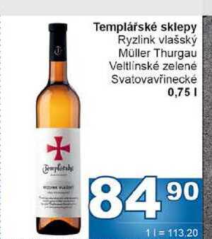 Templářské sklepy Ryzlink vlašský Müller Thurgau Veltlínské zelené Svatovavřinecké 0,7l