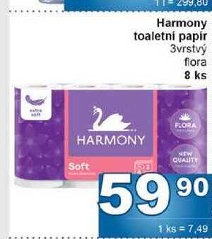 Harmony toaletni papir 3vrstvý flora 8 ks 