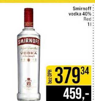 Smirnoff vodka 40% Red 1l