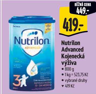 Nutrilon Advanced Kojenecká výživa, 800 gvybrané druhy ▼419 Kč
