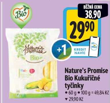 Nature's Promise Bio Kukuřičné tyčinky, 60 g