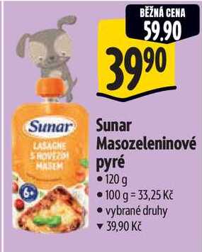 Sunar Masozeleninové pyré, 120 g 