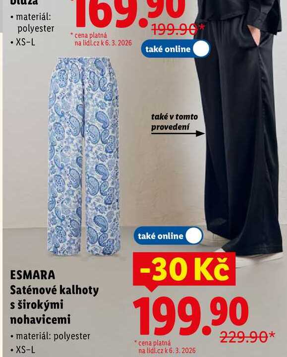 ESMARA Saténové kalhoty s širokými nohavicemi 