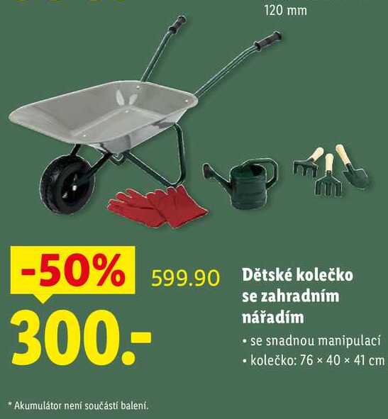 Dětské kolečko se zahradním nářadím 
