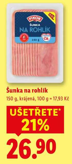 Šunka na rohlík, 150 g