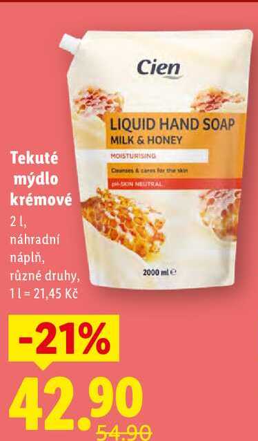 Tekuté mýdlo krémové, 2 l