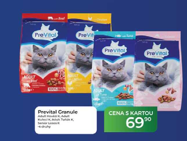PreVital Premium Kompletní krmivo pro dospělé kočky s krůtím a hovězím 1,4kg