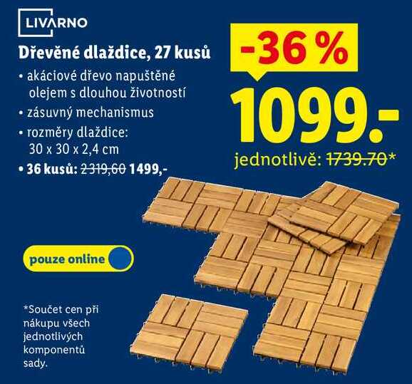 Dřevěné dlaždice, 27 kusů 