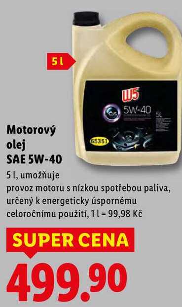 Motorový olej SAE 5W-40, 5 l