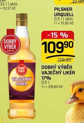 DOBRÝ VÝBĚR VAJEČNÝ LIKÉR 17% 0,5l