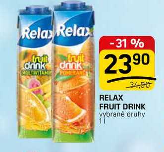 RELAX FRUIT DRINK vybrané druhy 1l