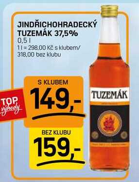 JINDŘICHOHRADECKÝ TUZEMÁK 37,5% 0,5l
