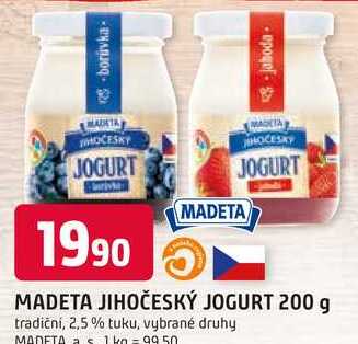 MADETA JIHOČESKÝ JOGURT 200 g tradiční, 2,5% tuku