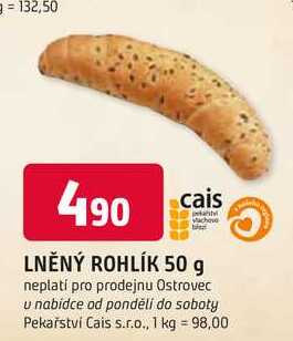 LNĚNÝ ROHLÍK 50 g