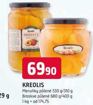 KREOLIS Meruňky půlené 530 g/310 g
