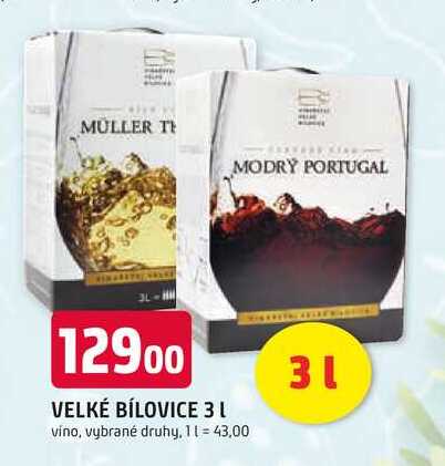 VELKÉ BÍLOVICE 3l víno, vybrané druhy