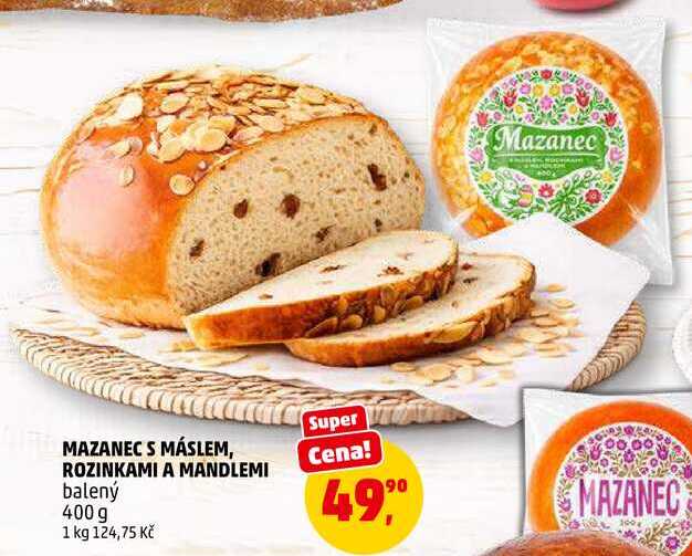 MAZANEC S MÁSLEM, ROZINKAMI A MANDLEMI, 400 g