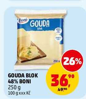 GOUDA BLOK 48% BONI, 250 g