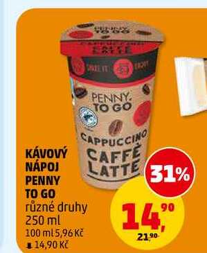 KÁVOVÝ NÁPOJ PENNY TO GO, 250 ml 