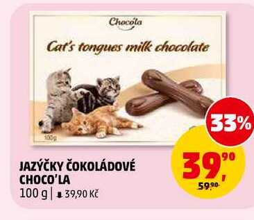 JAZÝČKY ČOKOLÁDOVÉ CHOCO'LA, 100 g