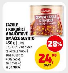 FAZOLE S KUKUŘICÍ V RAJČATOVÉ OMÁČCE GUSTITO, 430 g