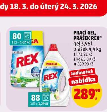 REX PRACÍ GEL, 3,96 l
