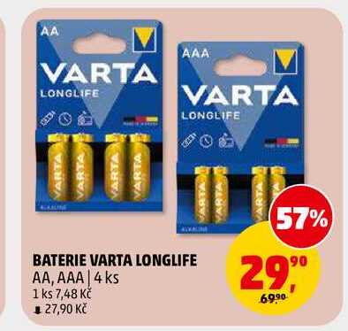 BATERIE VARTA LONGLIFE AA, AAA, 4 ks