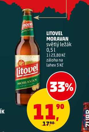 ÍLITOVEL MORAVAN světlý ležák, 0,5 l
