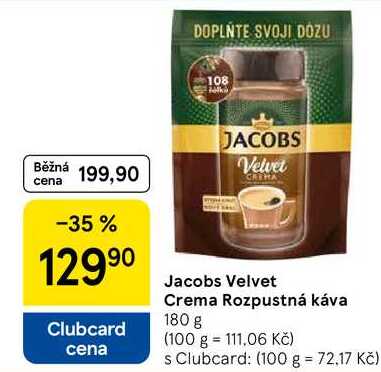 Jacobs Velvet Crema Rozpustná káva, 180 g  